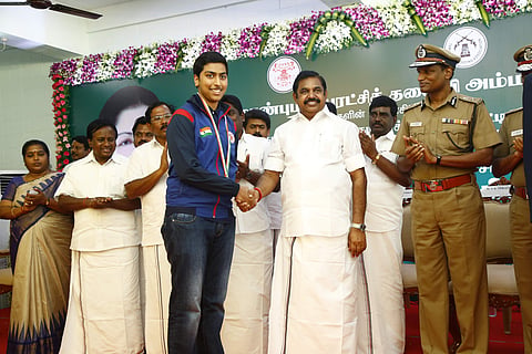 Jeswin Joseph with Tamil Nadu Chief Minister