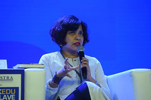 Devi Yesodharan speaking at ThinkEdu 2020 (Pic: TNIE)