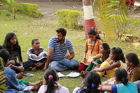 Ankit with students | (Pic: EduReach India)