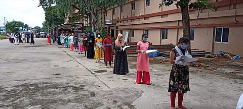 Students out NEET centre in Telangana | (Pic: Express)