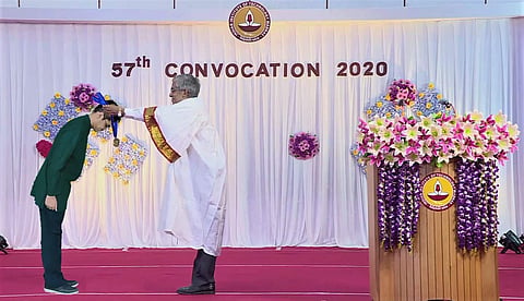 A student receiving the award