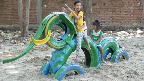 A tyre elephant at an Anthill Playground | Pics: Anthill Creations