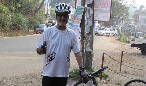 G K Murali cycled to raise funds for his initiative