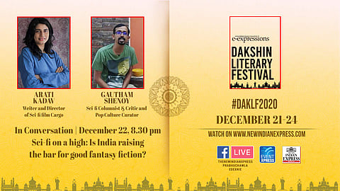Arati Kadav and Gautham Shenoy discussed about Science fiction in India (Pic: Edexlive)