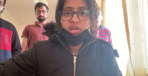 Pridhi Aggarwal in the video she sent out asking for help (Pic: Twitter)