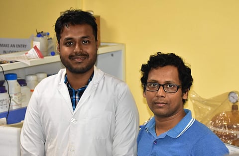 (Left to right) Avijit Das, Research Scholar and Dr Uttam Manna, Associate Professor, Department of Chemistry, IIT Guwahati