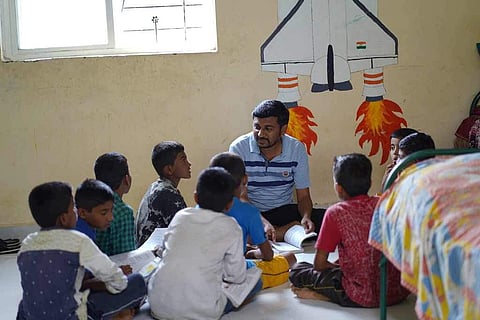 Ashok with the children