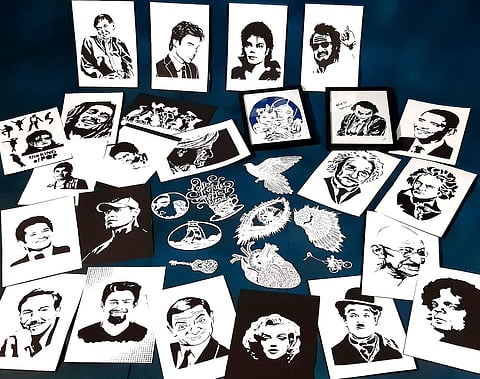 Badhrieaswari's paper cut portraits (Pics: Badhrieaswari Rajagopal)