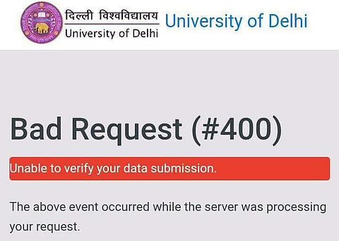 Students faced various problems during their mock test (Pic: DU Website Screenshot)