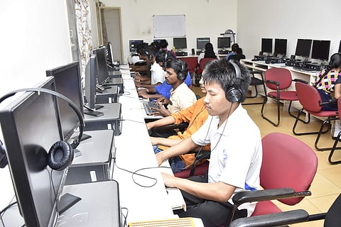 Visually-impaired students trained to use computer at Mitra Jyothi (Pics: Mitra Jyothi)