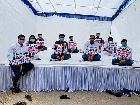 NSUI activists protesting
