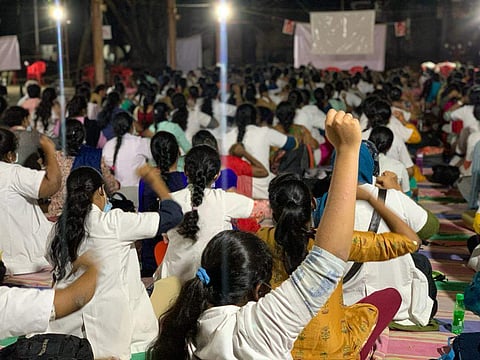 Students at the protest