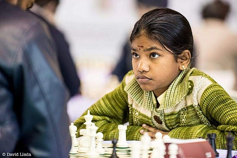 B Savithashri during a chess match | Pic: B Savithashri