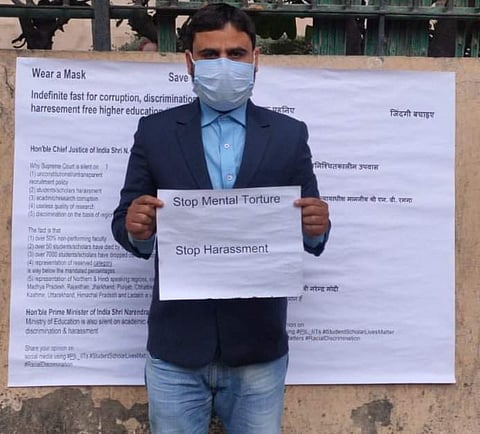 Pandey during the protest (Pic: Sourced)