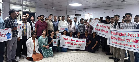 Visuals from protest by SDN resident doctors | (Image: Source)