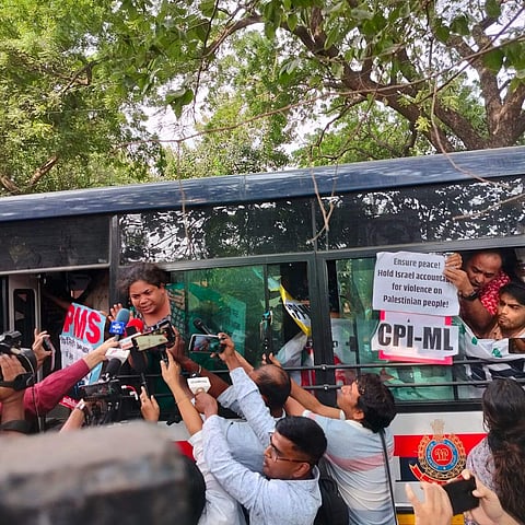 A picture showing members detained by the Delhi police | AISA Photo