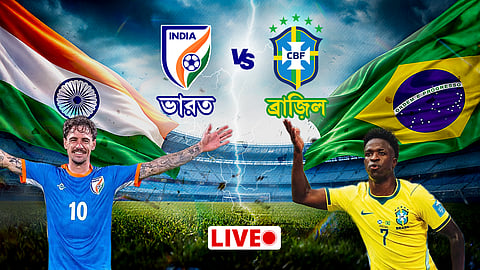 মুখোমুখি ভারত বনাম ব্রাজ়িল,গ্রাফিক্স: রাতুল মণ্ডল,ব্রুনো গুইমারেসকে আটকানোর চেষ্টার রায়ান উইলিয়ামস ও অভিষেক সিং টেকচাঁম,ছবি: অর্ণব চক্রবর্তী,গোল করে স্য়ামুয়েল লিনোর সেলিব্রেশন,গোল করে সেলিব্রেশন গুস্তাভোর,একের পর এক আক্রমণ শানাচ্ছেন ভিনিসিয়াস জুনিয়র,ভারতের ডিফেন্স ভেদ করে ভিনিসিয়াসের ঢোকার চেষ্টা,ওয়ার্ম আপে রায়ান উইলিয়ামস, সাহাল ও আপুইয়া,ছবি: Facebook/TheIndianFootballTeam,সন্ধ্যে সাতটার সময় গ্যালারির ছবি,ছবি: তানিয়া রায়