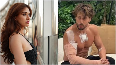 খালি গায়ে বসে আছেন টাইগার শ্রফ ও কালো পোশাকে দিশা পাটানি