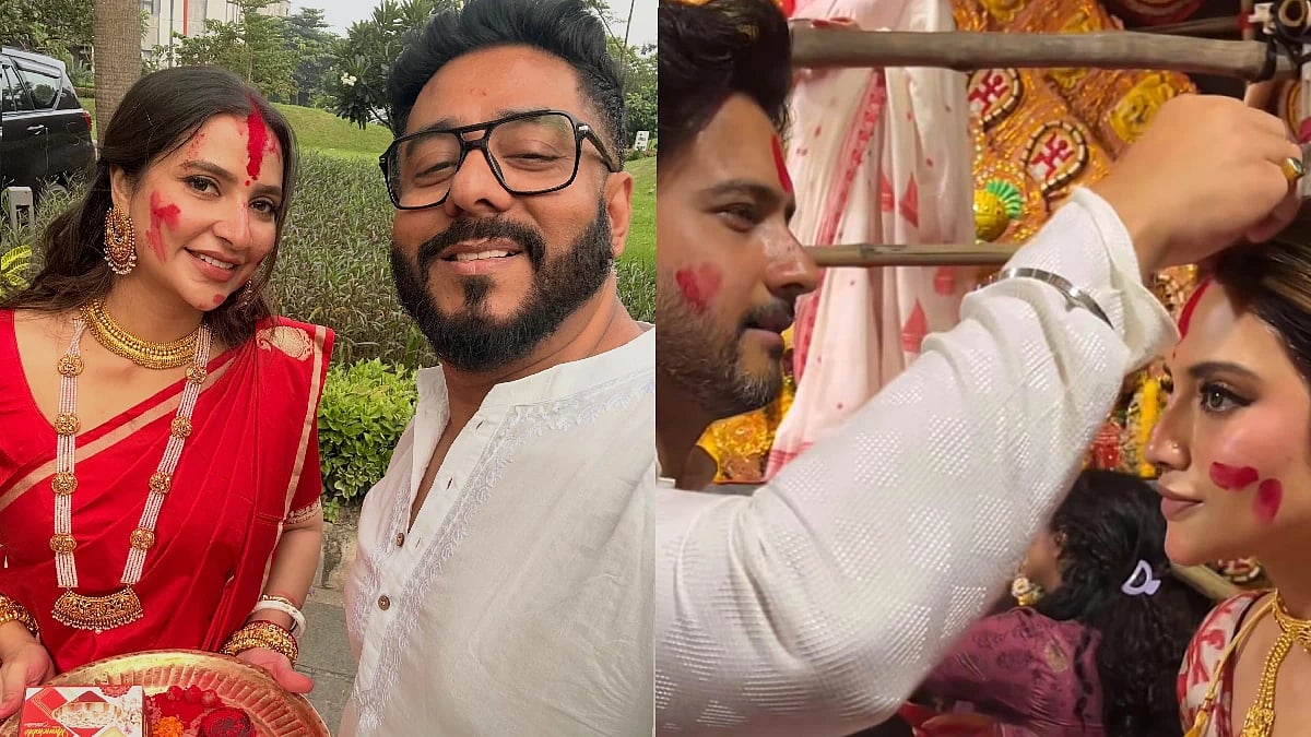 দশমীতে চেনা ফ্রেমে রাজ-শুভশ্রী, নুসরতের সিঁথি রাঙালেন যশ