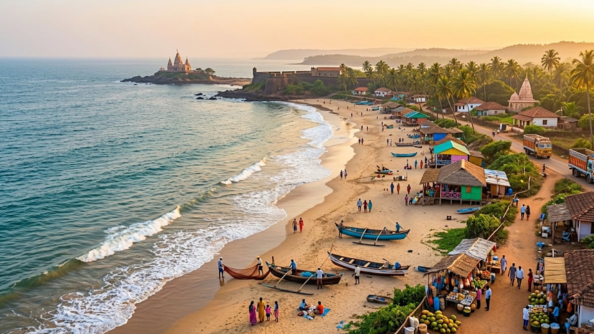 crowed sea beach