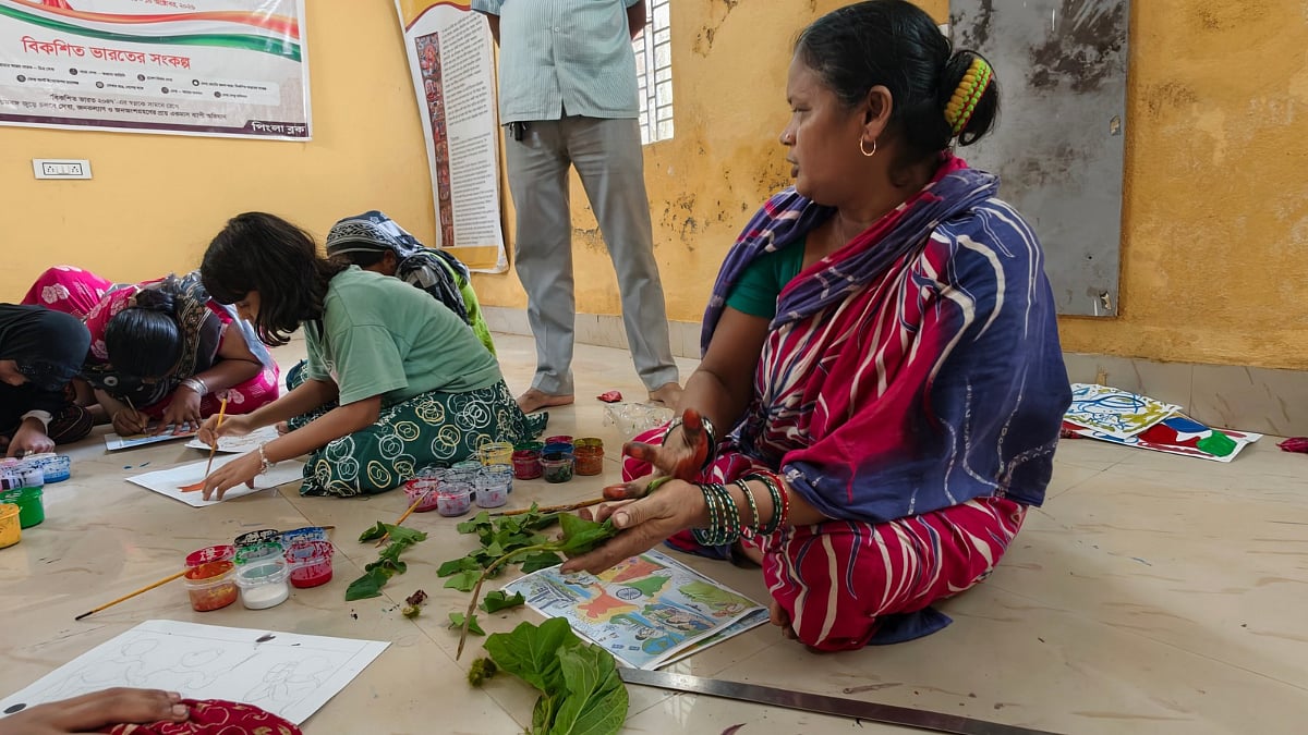 Patachitra making with natural color at pingla  
