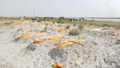 UP मध्ये भयावह परिस्थिती; गंगा किनारी वाळूत पुरले शेकडो मृतदेह