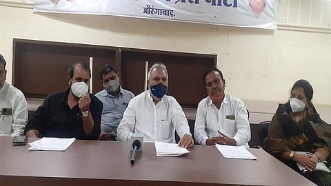 औरंगाबाद : राष्ट्रवादीचे जिल्हाध्यक्ष कैलास पाटील पत्रकार परिषदेत बोलताना.