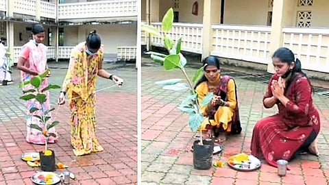 सात जन्माचे धागे बांधले कोविड केअर सेंटरमध्ये 