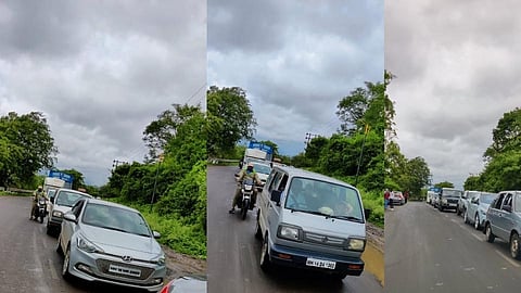 खडकवासला चौपाटी परिसरात वाहनांची एक किलोमीटरची रांग 
