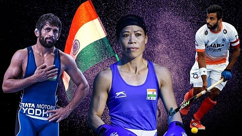 Bajrang Punia  MC Mary Kom And Manpreet Singh 