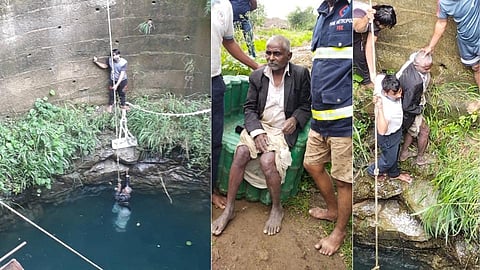 पाय घसरून विहिरीत पडले आजोबा, अग्निशमन दलानं वाचवले प्राण