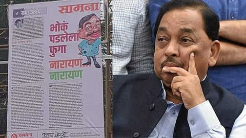 shiv sena ajay boraste has put up banners of article in samana criticizing narayan rane in nashik 