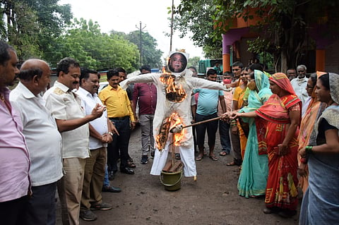 Statue burning