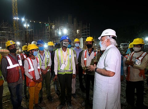 PM मोदींनी केली सेंट्रल विस्टा प्रकल्पाची एक तास पाहणी