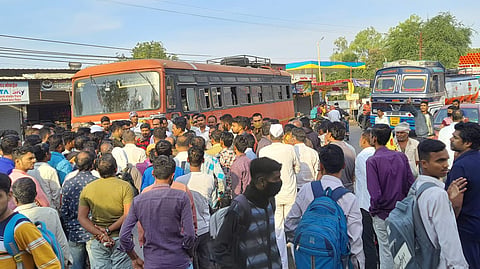 ST bus driver killed after being crushed by container at Lasalgaon 