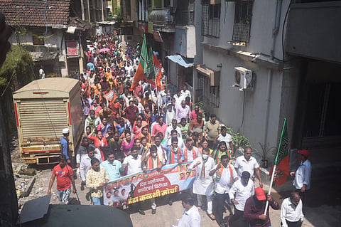 दिवा पाण्यासाठी तहानलेला; भाजपने काढला हंडा कळशी मोर्चा