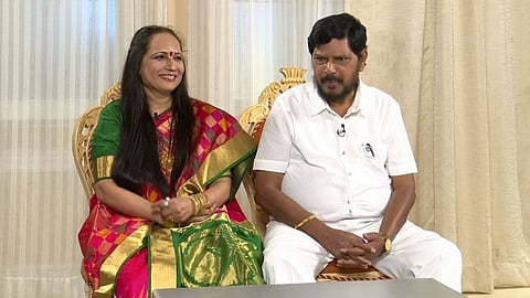 Ramdas Athawale with wife
