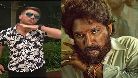 Australian Cricketer David Warner &Allu Arjun from 'Pushpa'