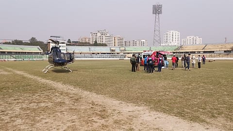 bangladesh premier league helicopter lands 