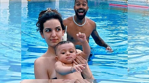 Hardik Pandya Share Video enjoying swimming pool session with His Son Agastya 