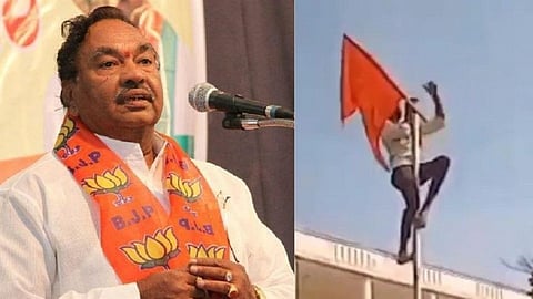 bjp leader claims saffron flag may become national flag some time in future  