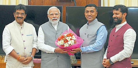 Goa CM  Pramod Sawant swearing bjp PM Narendra Modi 