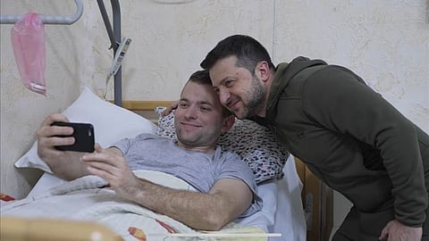 Ukrainian President Volodymyr Zelensky Meet Injured Soldiers 