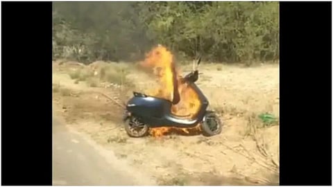 tamil nadu man sets electric scooter bike on fire after it stops midway  