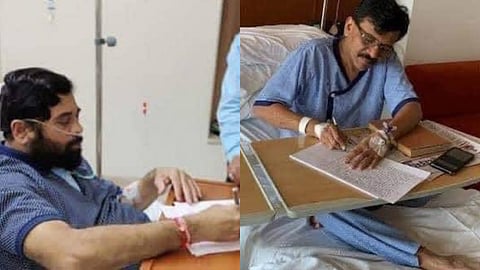 BJP ram satpute criticize shivsena over eknath shinde and sanjay raut photo in hospital  