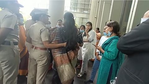 womens congress agitation against minister smriti irani in pune  
