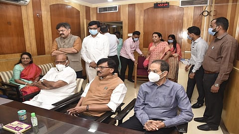 Sanjay Raut, Sharad Pawar, Uddhav Thackeray.