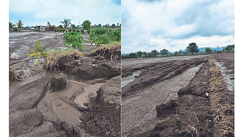 soil flowed due to cloudburst rain