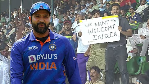 We Want To Welcome India Poster Wave During Pakistan West Indies 3rd ODI in Multan Cricket Stadium 