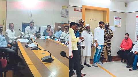 collector rajendra bharud meeting dicussion & public  waited outside meeting rom
